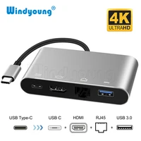 USB Type-C Thunderbolt 3 to HDMI 4K Ethernet Gigabit Adapter USB-C USB 3.0 Hub Converter Type-C PD OTG Hub Adapter for Macbook 1