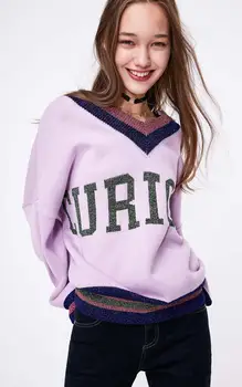 

ONLY Winter Women's Loose Fit Letter Print V-neckline Pullover Knit Sweater | 119113523