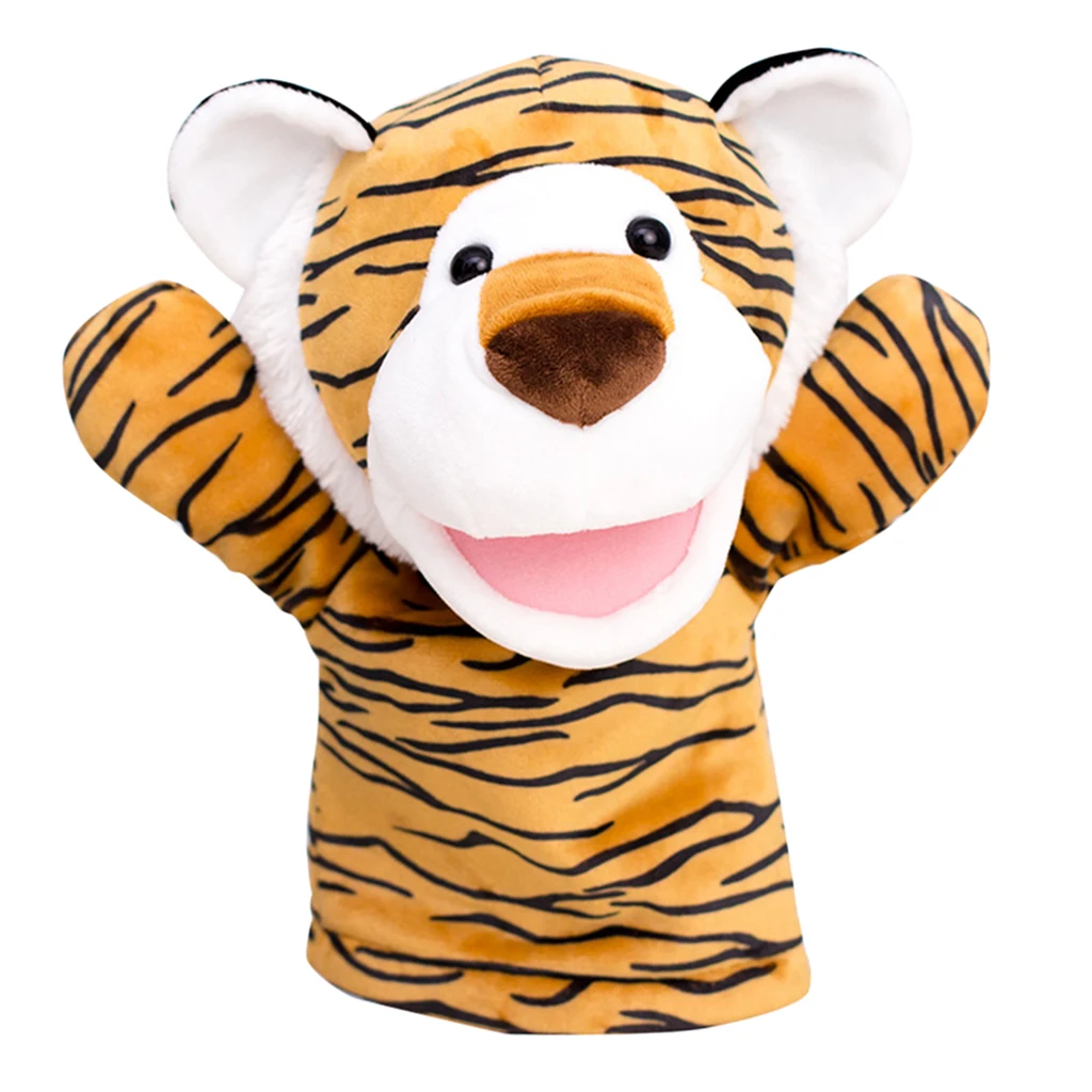 Cartoon Zoo Tiger Animal Hand Puppet Toddlers Baby Imaginative Plush Dolls Party Favors Teaching Show