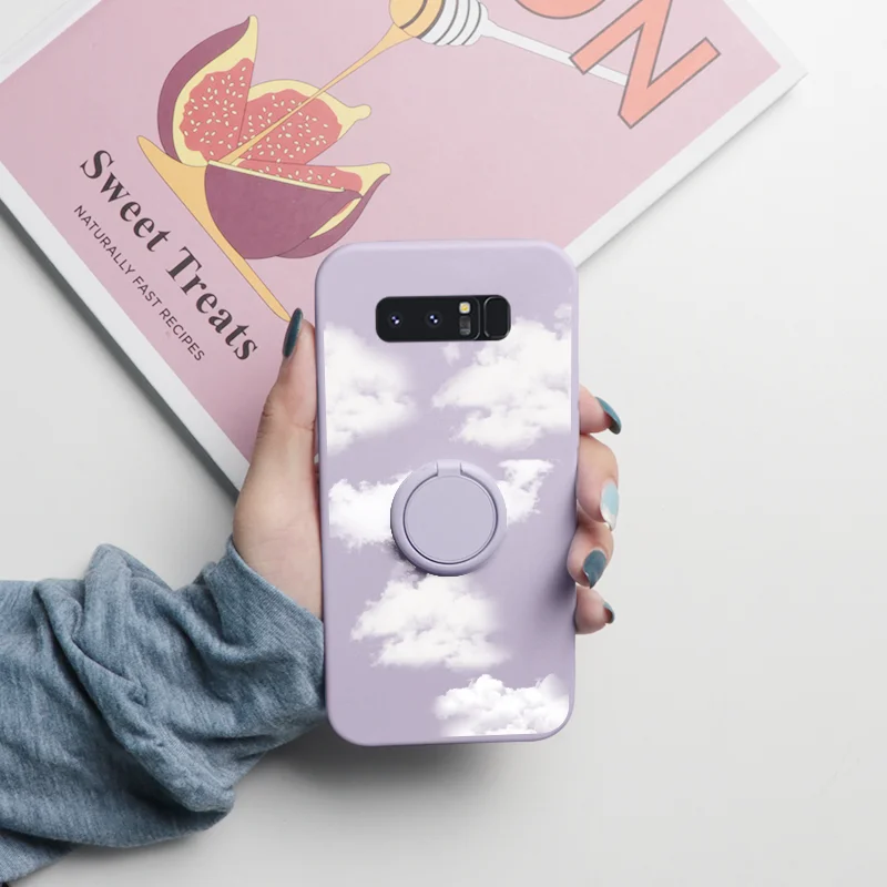 For Samsung Galaxy Note 10 9 8 Case Magnetic Ring Holder Fundas For Samsung GalaxyNote10 GalaxyNote9 GalaxyNote8 Flower TPU Etui kawaii samsung cases Cases For Samsung