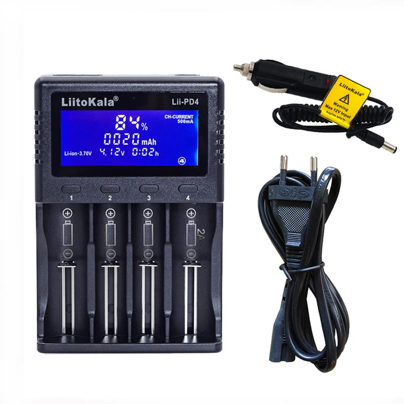 Battery charger Liitokala Lii-PD4 PL4 PD2, for 18650 3.7V Li-ion, 1.2V NiMH, 21700 18350 18500 AAA LiFePO4 3.2V 3.85V, 26650