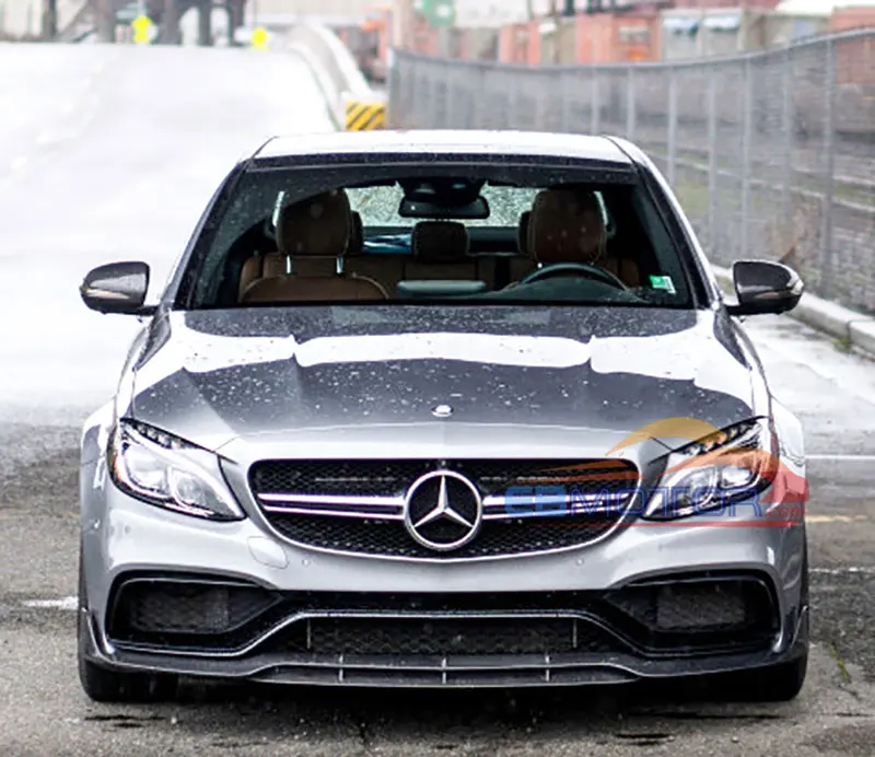 ebmotor-com B style Real Carbon Fiber Front Lip Spoiler For BENZ W205 C63 C63S AMG Sedan & Coupe 2015UP 6_6047