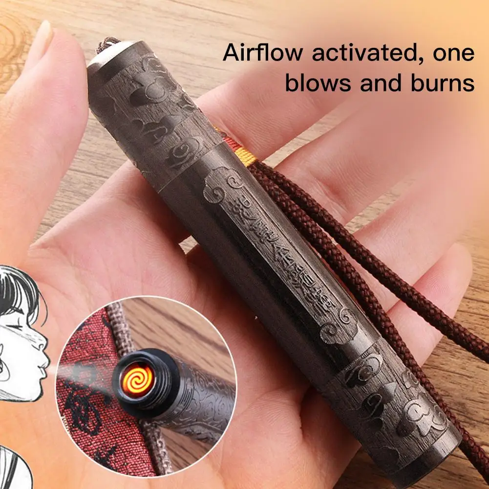 USB зарядка черная Зажигалка под дерево креативная Женская винтажная подвеска