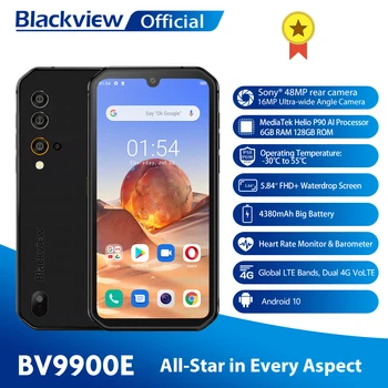 Перейти на Алиэкспресс и купить Blackview BV9900E Helio P90 прочный смартфон 6 ГБ + 128 Гб IP68 Водонепроницаемый 4380 мАч 48MP камера NFC Android 10 мобильный телефон