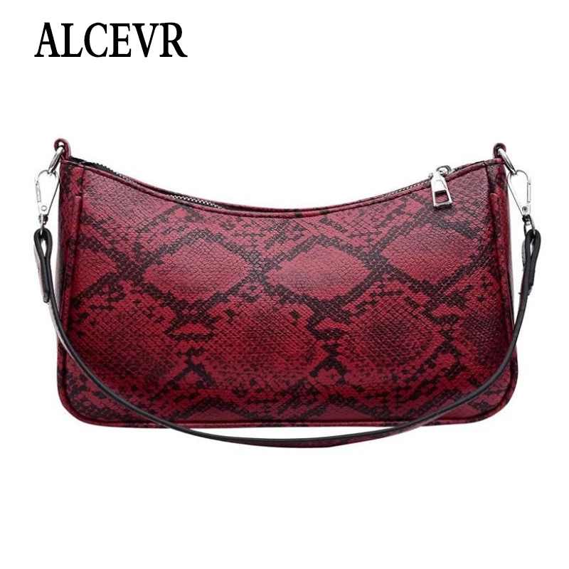 ALCEVR Serpentine PU Leather Small Messenger Bag Women Shoulder Bags Fashion Ladies Baguette Casual All-match Purse | Багаж и сумки