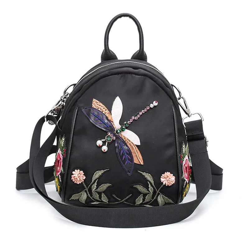Стиль Стрекоза рюкзак с вышивкой в этническом стиле цветок Оксфорд Женская Ручная сумка многоцелевой женская сумка поколение