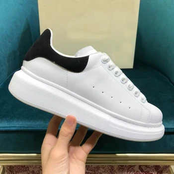 

Plus Size 44 Designer Alexander Shoes High Platform Lace Up Casual Sneakers Luxury Designer White Shoes for Men and Women LU63