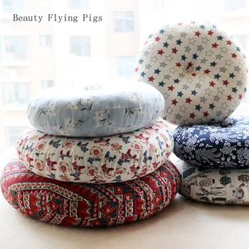 

Direct sales new cotton linen art futon seat tatami round thick national wind balcony bay window cushions sitting cushion
