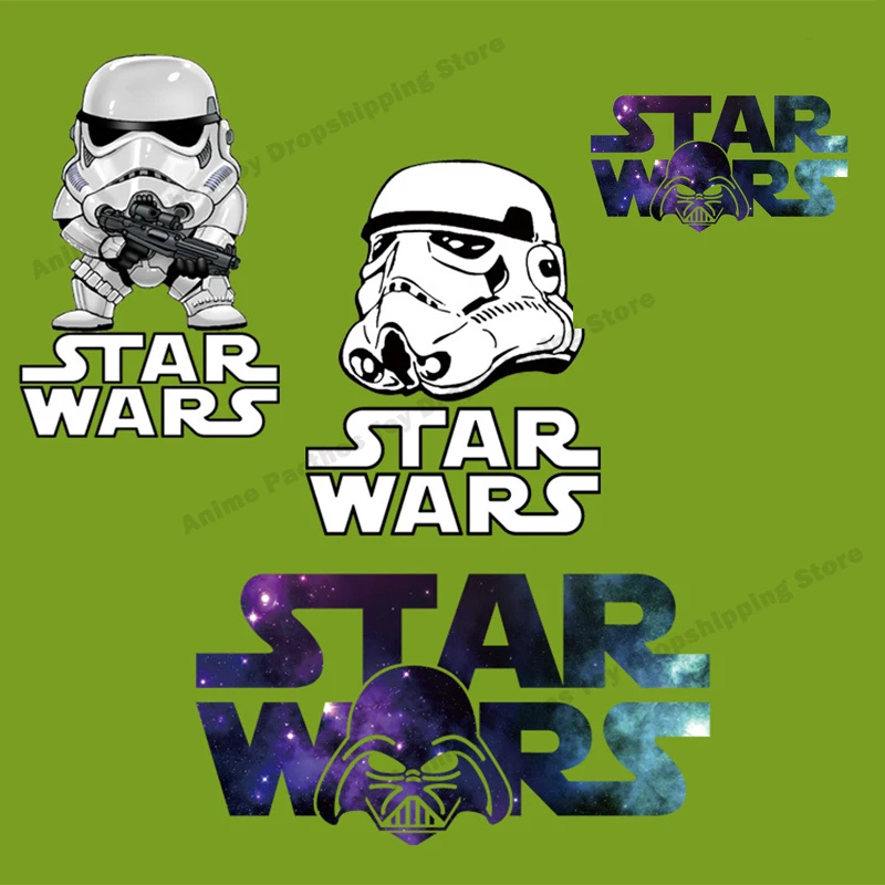 Disney Appliques Star Wars movie anime Cartoon Patches for Clothing Iron on Patch Eco-Friendly Clothes Heat Transfer Accessories | Дом и сад