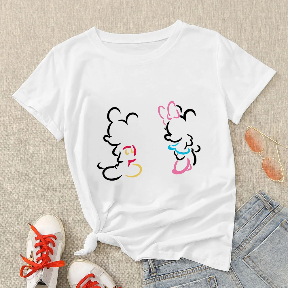 Mickey Mouse Fashion Women's T-Shirts Disney 2022 New Ropa Tumblr Mujer Couple T Shirt Minnie Brand Tshirts Gifts Original Funny | Женская