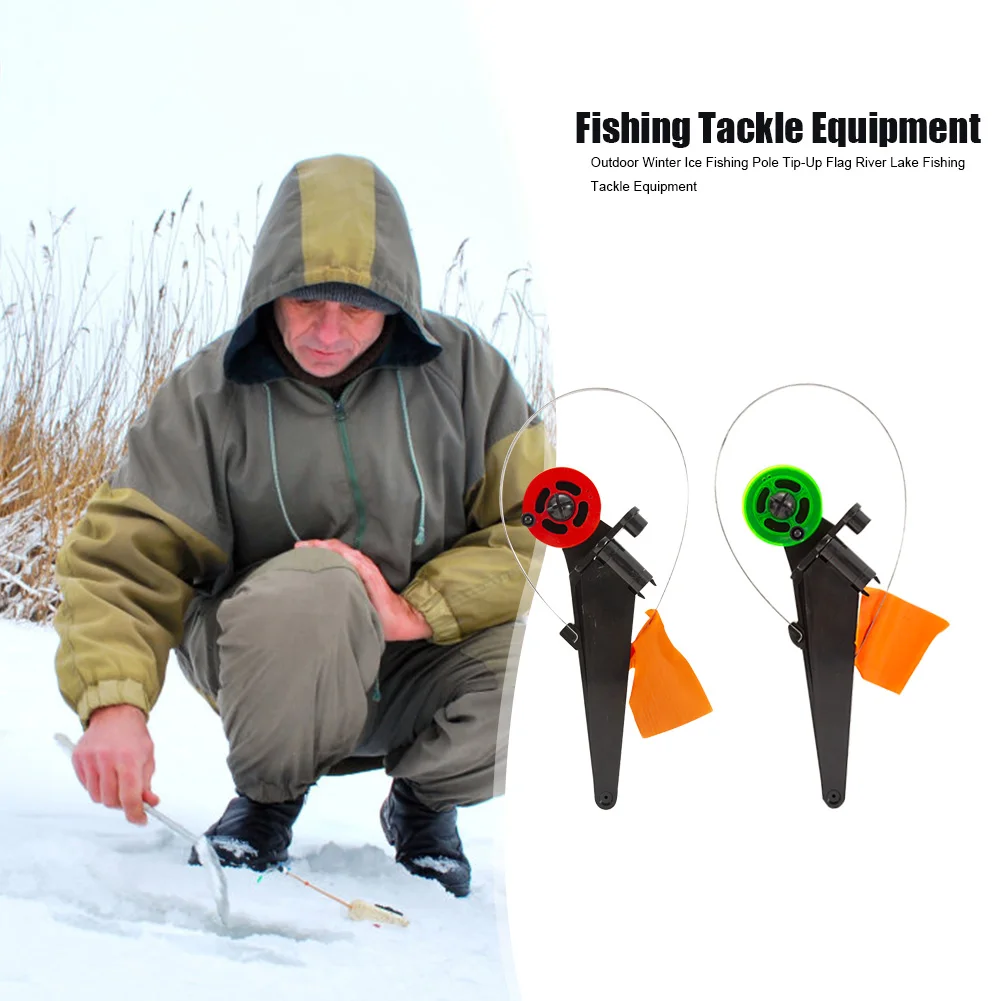 

2pcs Automatic ABS Ice Fishing Rod Tip-Up Flag Portable Removable Winter Fishing Flags Outdoor River Angling Tackle