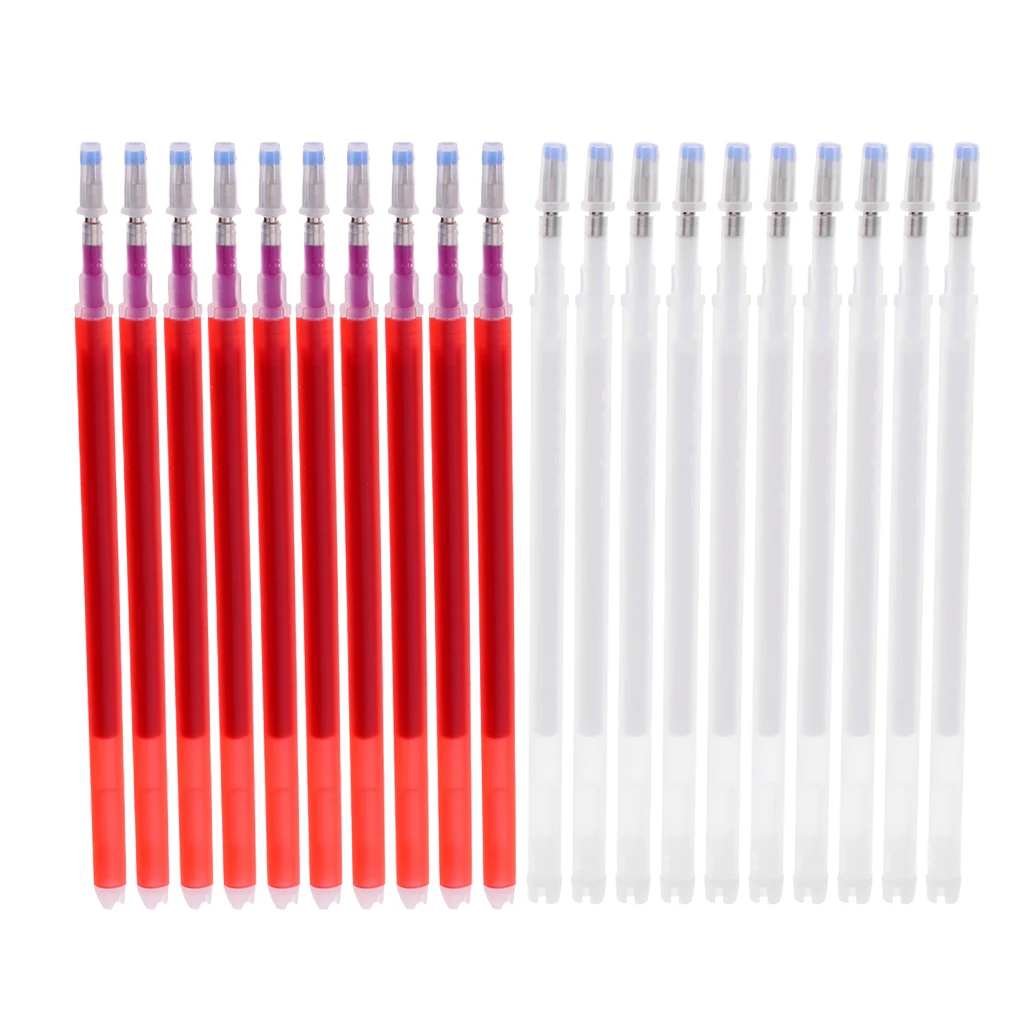 20 Pieces Heat Erasable Refill Pen Heat Vanishing Fabric Markers for DIY Leather Textile Red/White
