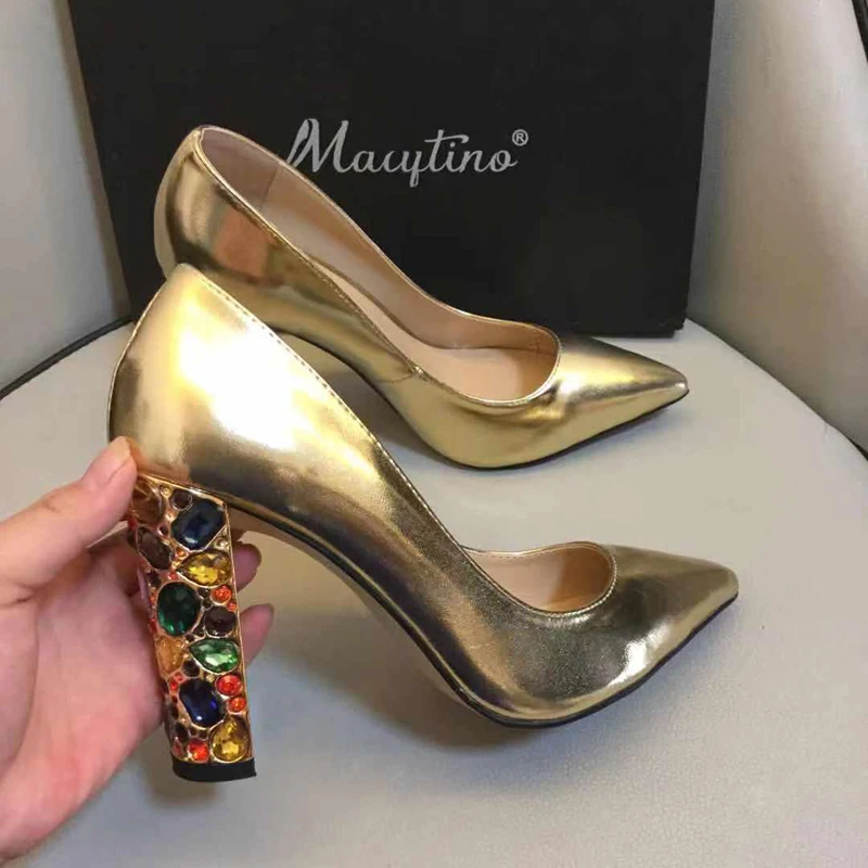 gold jewelled heels