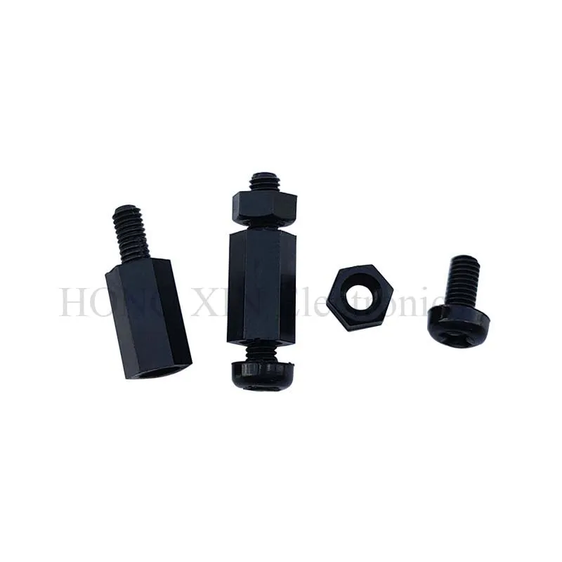 360 шт. черные шестигранные нейлоновые распорки M2/M2.5/M3 с наружной резьбой|threaded hex