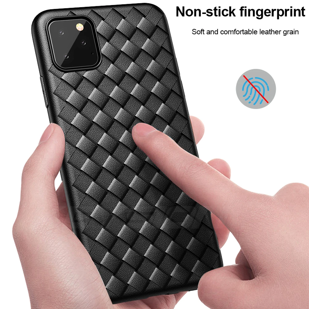 Jetjoy Ultra thin Grid Phone Case For iPhone 11 Pro Max XR XS 7 8 Plus Cases Woven Pattern Leather Cover Shell |
