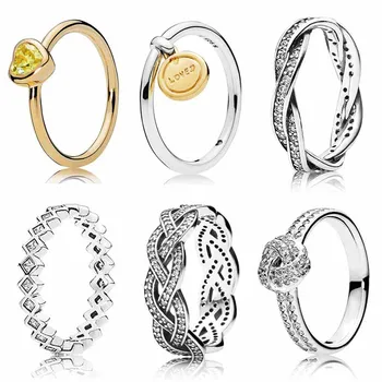

Shine Radiant Heart Bridal Sets Love Eternal Braided Medallion of Love With Crystal Ring 925 Sterling Silver DIY Jewelry