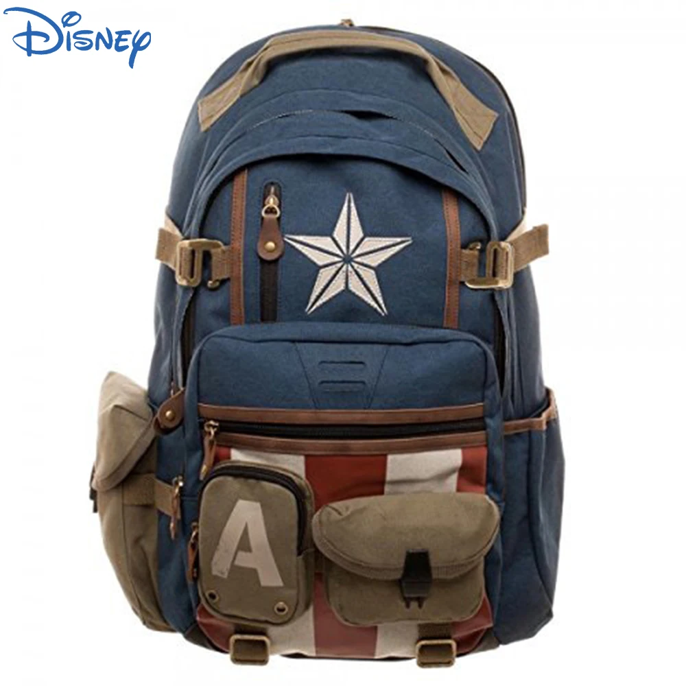 56-75L Disney Avengers 4 Backpack Captain Marvel Fashion Zipper Canvas Backpack Marvel Surrounding Student Schoolbag