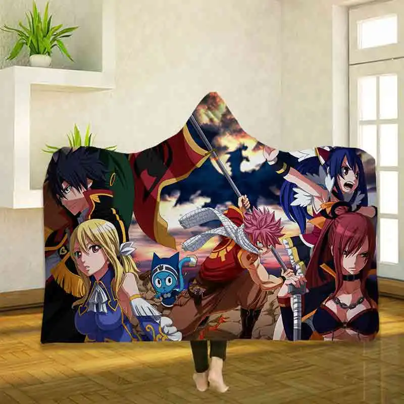Anime Fairy Tail 3d Printing Throw Hooded Blanket Wearable Warm Fleece Bedding Office Quilts Soft Adults Travel 05 Blankets Aliexpress