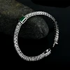 OEVAS 100 925 Sterling Silver Synthetic Emerald Sparkling High Carbon Diamond Wedding Bracelet For Women