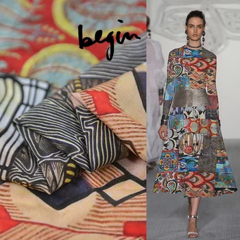 

Patchwork design abstract print pure silk crepe de chine silk fabric silk fabric,SCDC1163