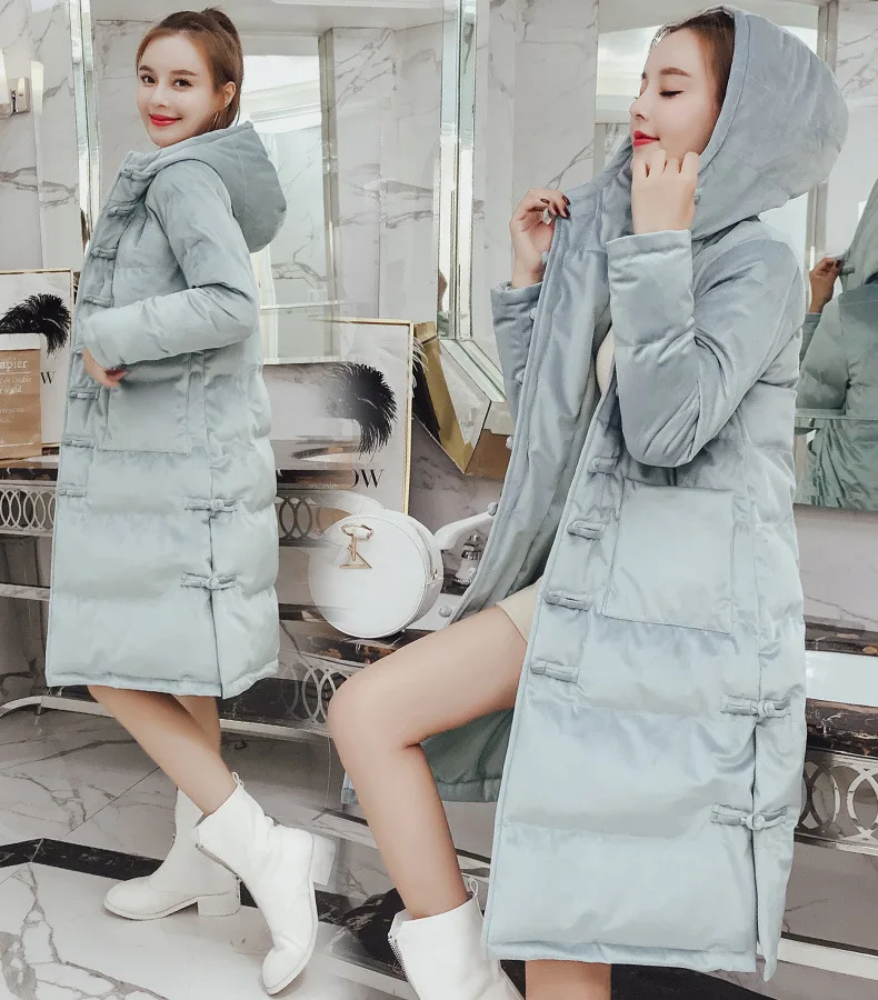 

2019 Winter New Style Korean-style Versatile BF Cotton Overcoat Mid-length over-the-Knee Hot Selling Cotton Coat Frog Cotton-pad