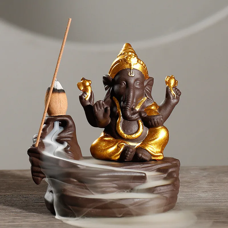 

4 Colors Ceramic Incenser Backflow Incense Burner Elephant Design Reflux Incense Holder for Incense Sticks and Cones