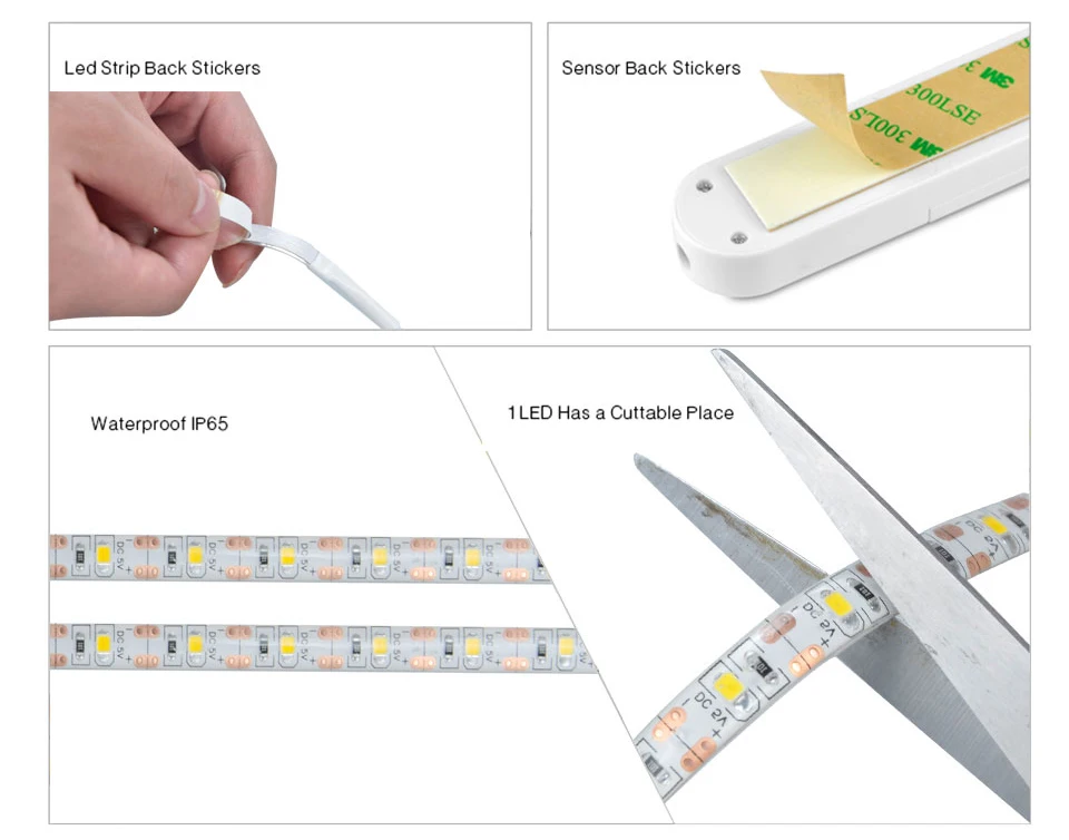 1-3 м PIR датчик движения ночник 5 в 2835 SMD гибкий светодиодный USB порт лестницы кухонный свет шкаф ТВ тыловая подсветка