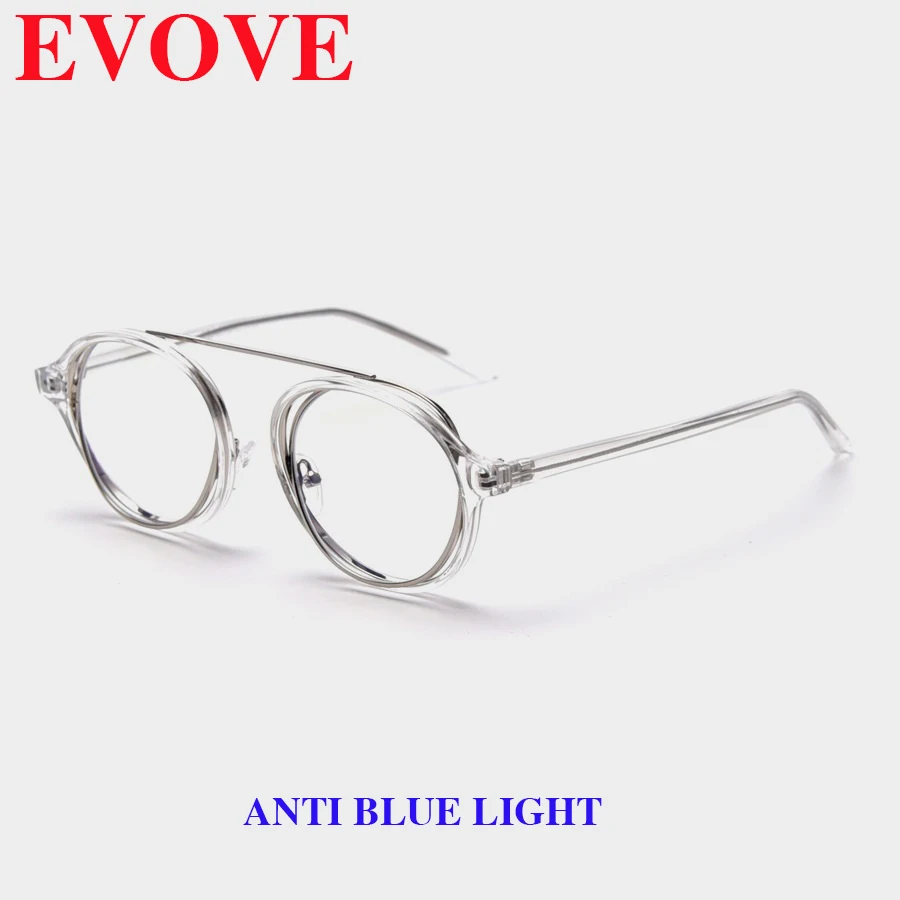 

Evove Small Round Computer Glasses Men Women Anti Blue Light Eyewear Transparent Tint Lens Nerd Points Fake Steampunk Vintage