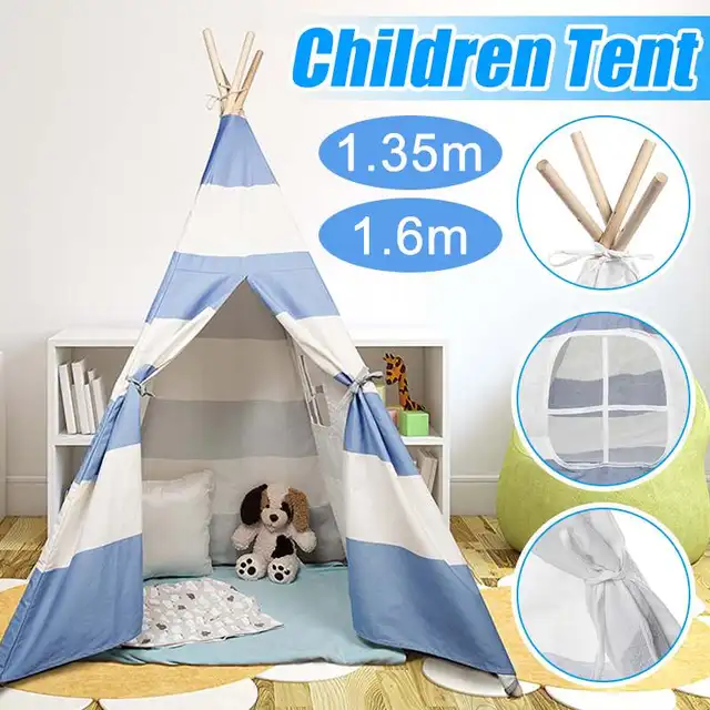 1.35/1.7M Children's Tent Teepee Tent For Kids Portable Tipi Infantil House For Children Cabana Kids Tents Decoration Carpet 1