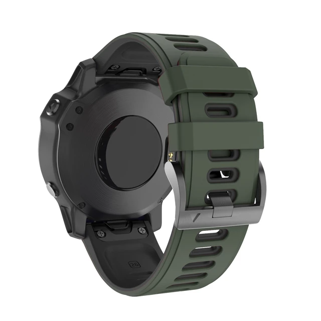 Bracelet en silicone souple vert pour votre Garmin Fenix 6X/6X Pro/Fenix  5X/Fenix 5X Plus 26mm