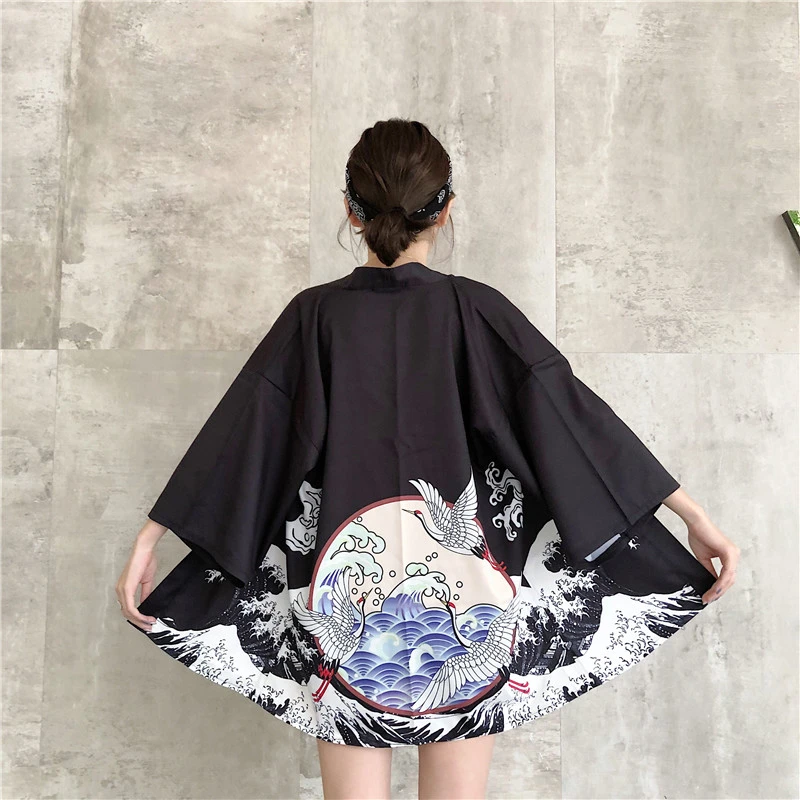 Color1 Новое японское модное Стильное азиатское кимоно Haori с традиционным принтом летнее тонкое пальто кимоно японской серии для женщин - Цвет: Color1