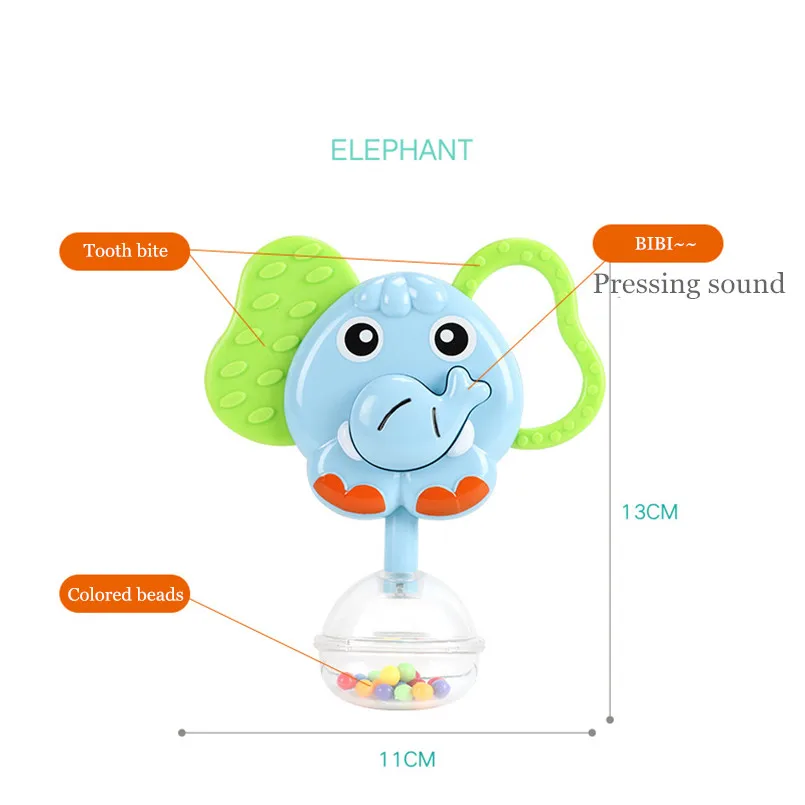 Серый toys for baby 0-12 month plastic Animal model toy toddler boy teether rattle crib mobile frog toys for children sensory toys - Цвет: Серый