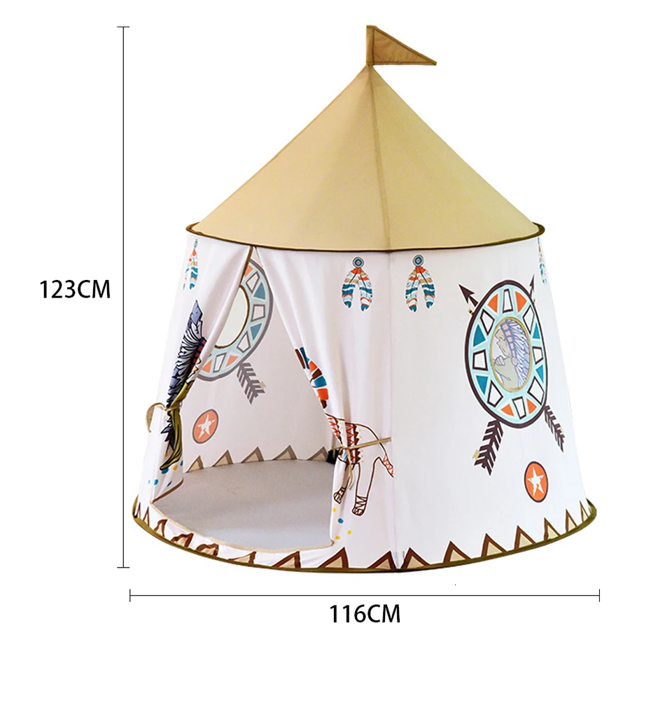 Детская складная палатка Tipi для детей, Детский игровой домик, вигвам, Замок принцессы, вигвам, Детская палатка с флагом, детская комната, игрушка