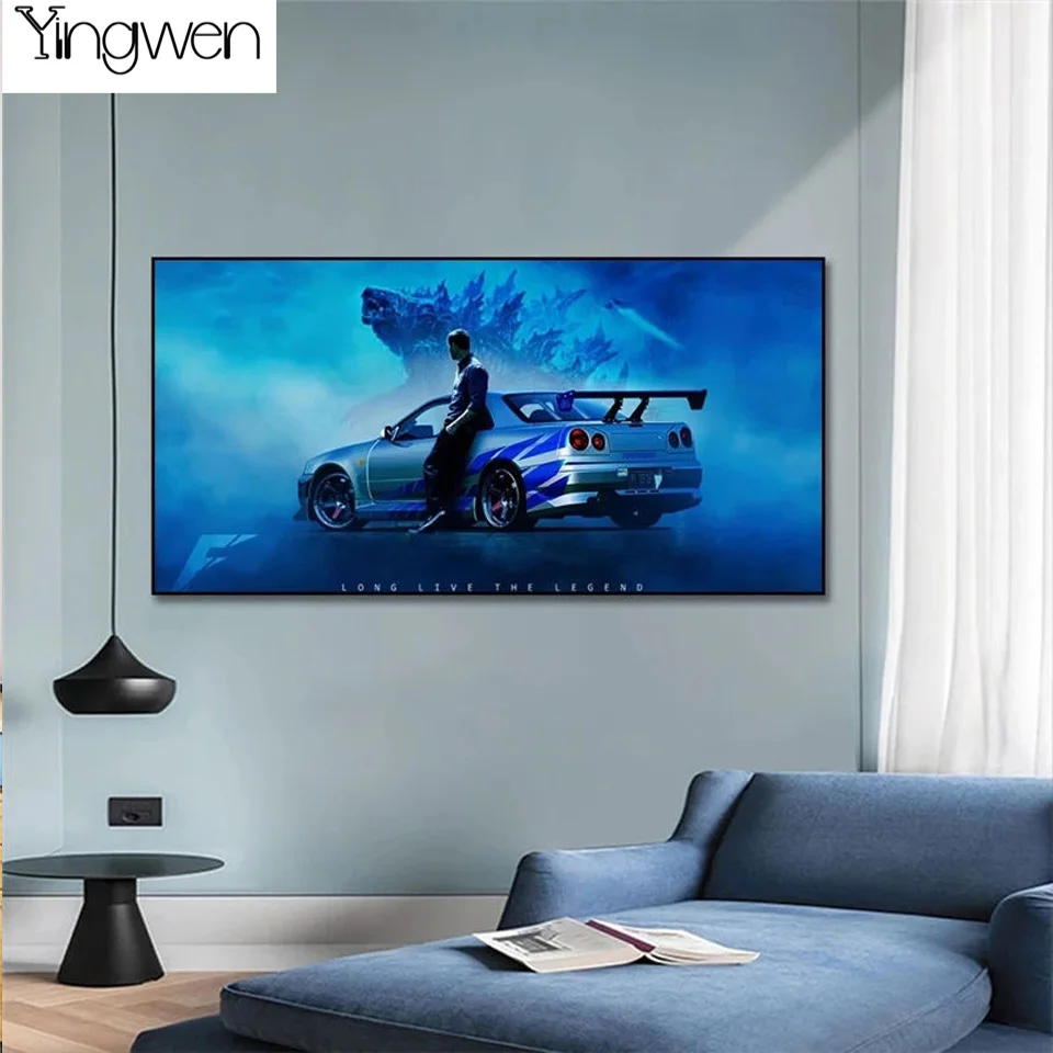 5D Diamond Painting Kit – JDM Car GTR R34 Sportwagen, 60x90 Cm, Mit Runden Diamanten & Werkzeug – DIY Kreuzstich