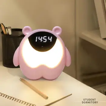 

Cartoon Cute Time Bear Night Light Alarm Clock Silicone Touch USB LED Night Lamp For Children Baby Kids Gift Bedside Lamp Clocks