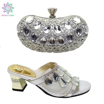 

Latest Design African Women Shoes and Bag Set Decorated with Appliques Matching Shoes and Bag Set In Heels Buckle Strap Elegant