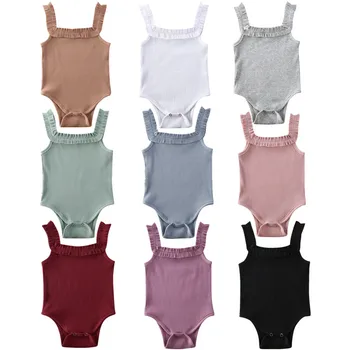 

Summer Newborn Baby Girls Rompers Cute Casual Solid Sleeveless Ruffle Toddler Infant Cotton Clothes One-pieces Jumpsuit Outfits