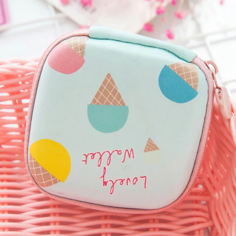 

Storage Bags Small Fresh Square Earphone Storage Box Headset Earphon Headphone Case Zipper Closed Headset Storage Case Cute H1 x