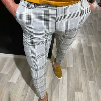 

Stylish Men Slim Fit Stripe Business Formal Pants Casual Office Skinny Trousers Men's Pants