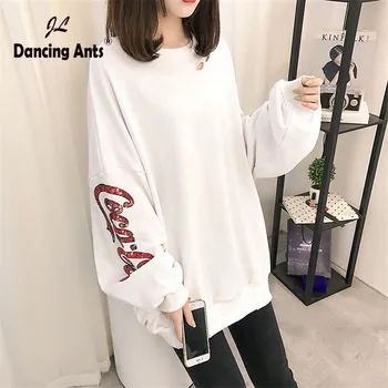 

Woman Sweatshirts Women Hoodies Casual Long Sleeve Plus Size O-neck Female Bling Sequins Pullover