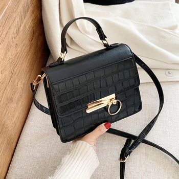 

stone Pattern Leather Crossbody Bags For Women 2019 Fashion Solid Colors Shoulder Bag Female Handbags and Purses With Handle