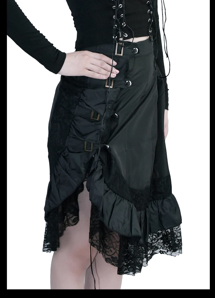 2019 модная женская черная кружевная юбка в форме листа лотоса, Женская юбка в стиле панк, рок, готика, длинная юбка