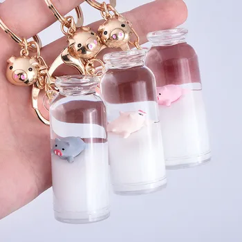 

Quicksand Keychain Pig Drifting Surfing Bottle Bag Keychain Decoration Pendant accessories New Arrivals Best Sell Dropshipping