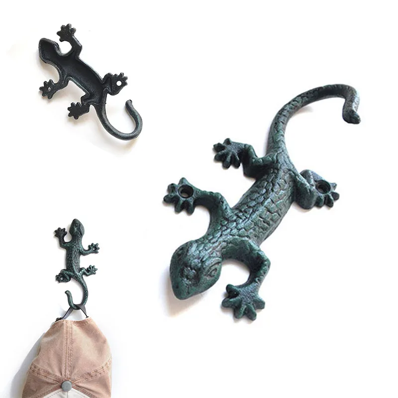 

High Quality Creative Cast Iron Lizard Rack Coat Hat Hanger Hooks Wall Home Decor Display