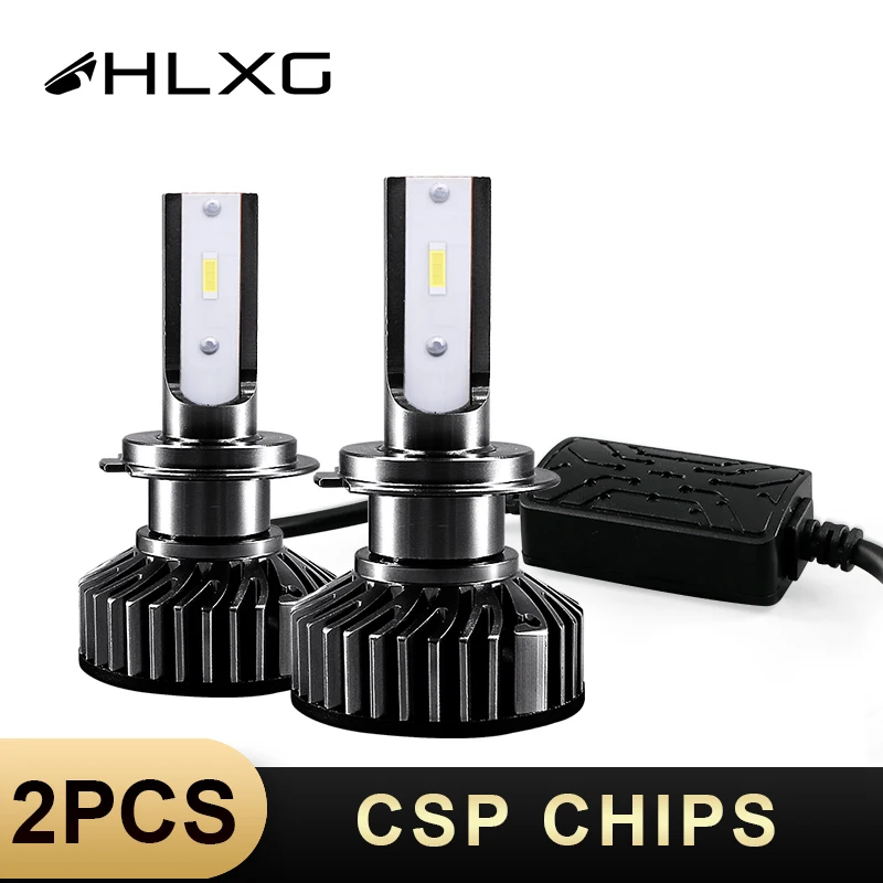 HLXG H7 светодиодный H4 H11 H8 H9 лампы CSP чипов автомобилей головной светильник комплект