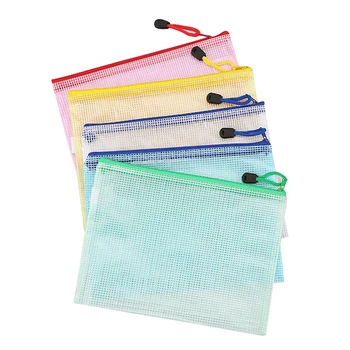 

1PCS A4 Grid Pencil Case Transparent Zipper Bill File Bag Creative Student Stationery Waterproof Data Storage Bag 33.5*24cm