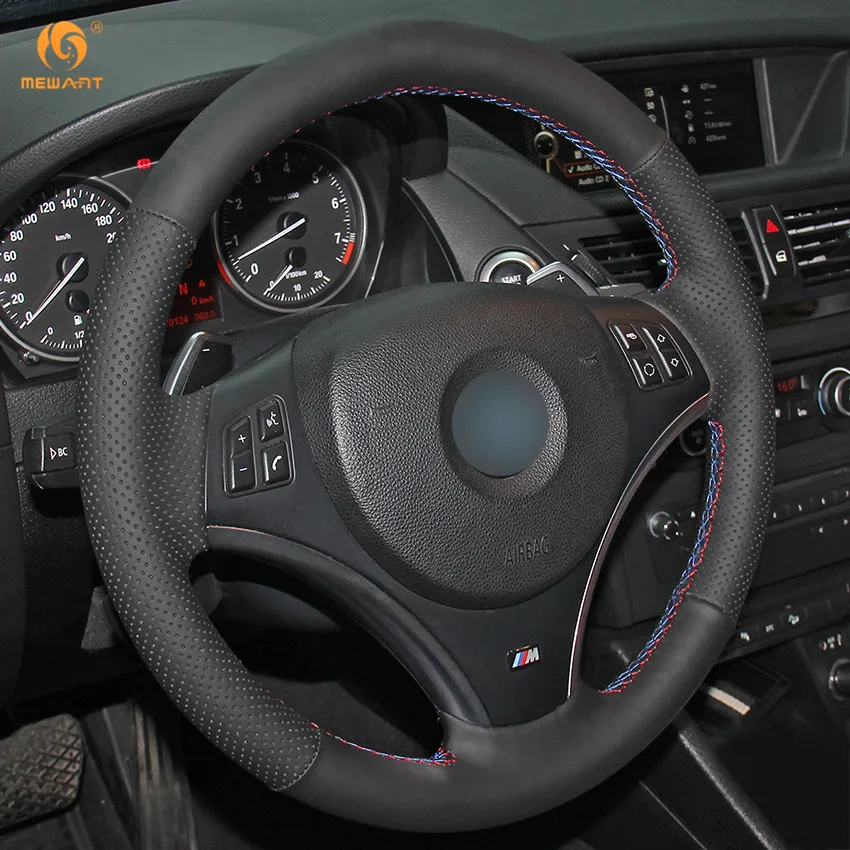 MEWANT; мягкая и удобная обувь черного цвета из натуральной кожи чехол рулевого колеса автомобиля для BMW E90 E91 E92 E93 X1 E84 E87 E81 E82 E88