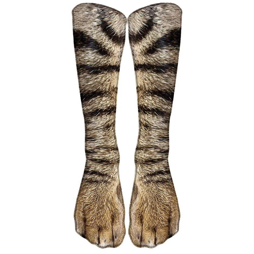 

Animals Cosplay Socks Unisex Halloween Costumes For Women Men Adults Long Socks Paws Digital Print Cats Dogs Gift Present