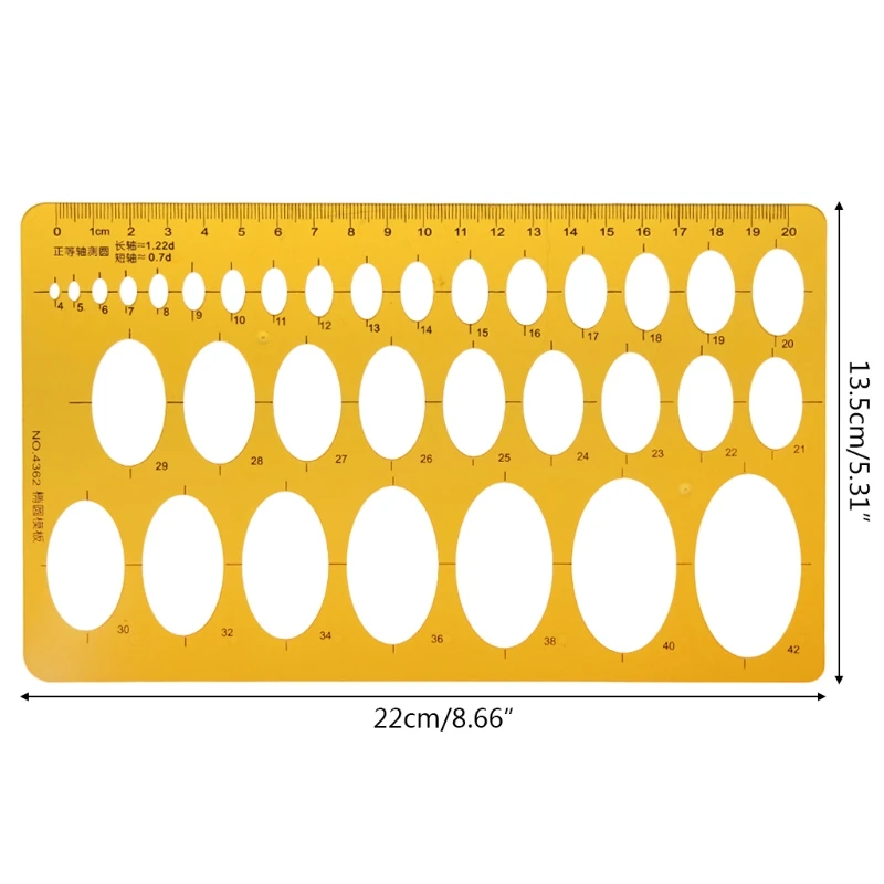 Эллипс Овальный шаблон геометрии колледжа Математика измерительный инструмент трафарет линейка студента LX9A