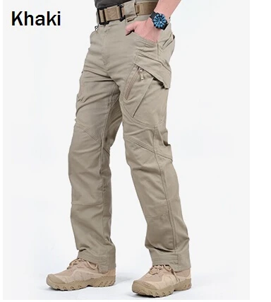 Khaki Outdoor IX9 tactical sports pants men's combat Army Military police pants cotton multi-pocket elastic pants men's casual pants - Цвет: Khaki